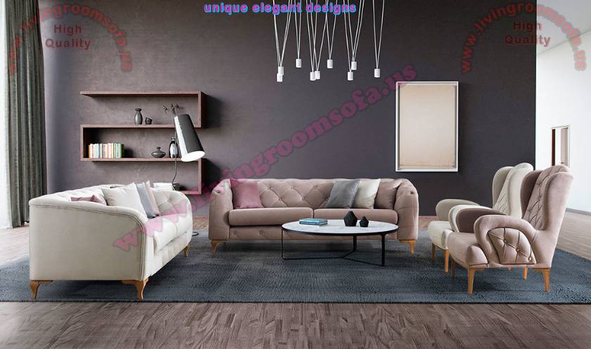 Modern Cream QuilTed Living Room Sofa Design