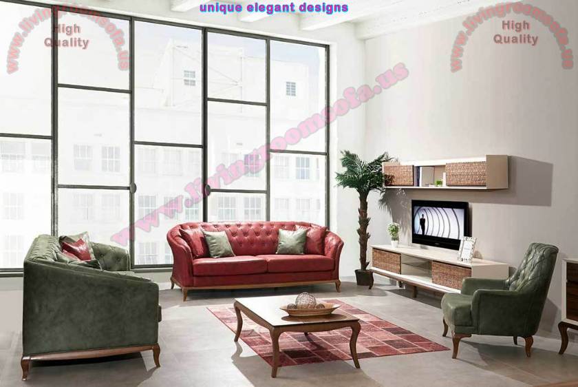 Modern Red And Green Leather Sofa Design Ideas