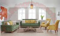 Beautiful Green Tones Back Padded Modern Quilted Sofa Ideas