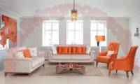 Orange Elegance Back Padded Modern Living Room Sofa