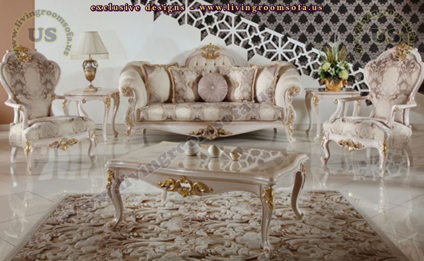 Avantgarde classic sofa set patterned fabric