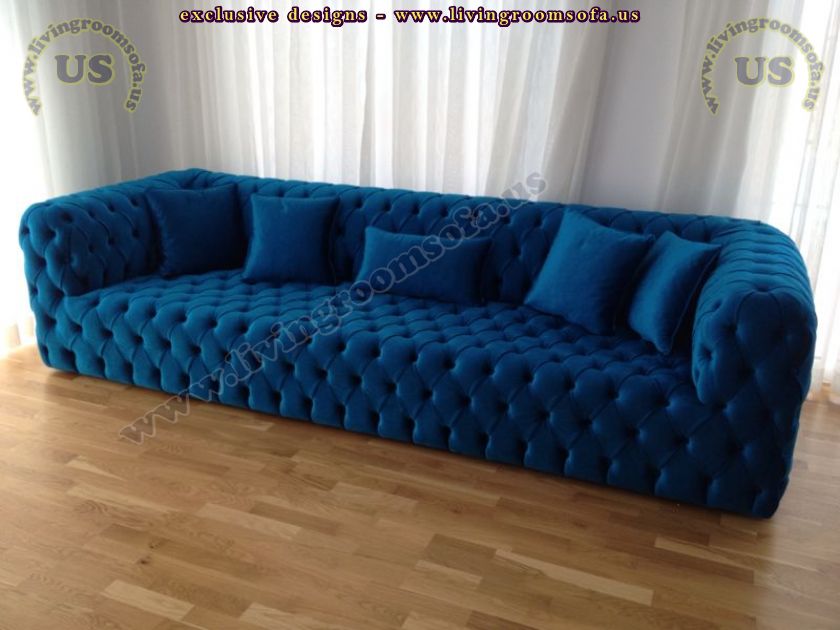 Full Quilted Sofas Blue Design Ideas