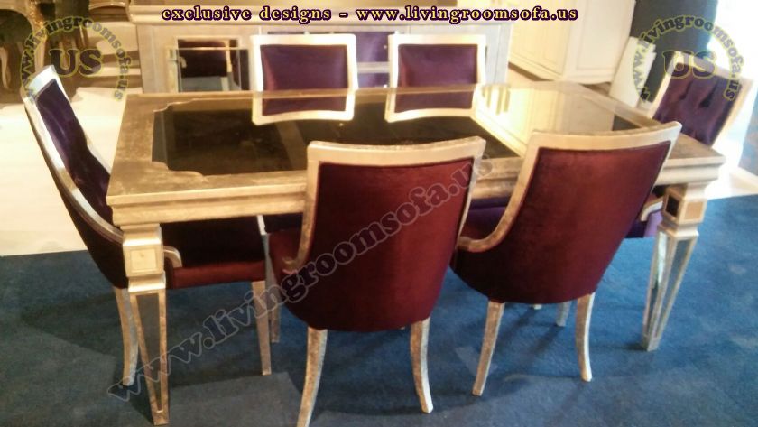 Gold leaf dining table and chairs Dining Room Furniture