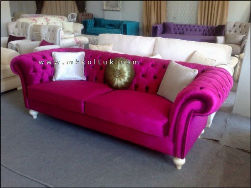 Pink Velvet Chesterfield Sofa American