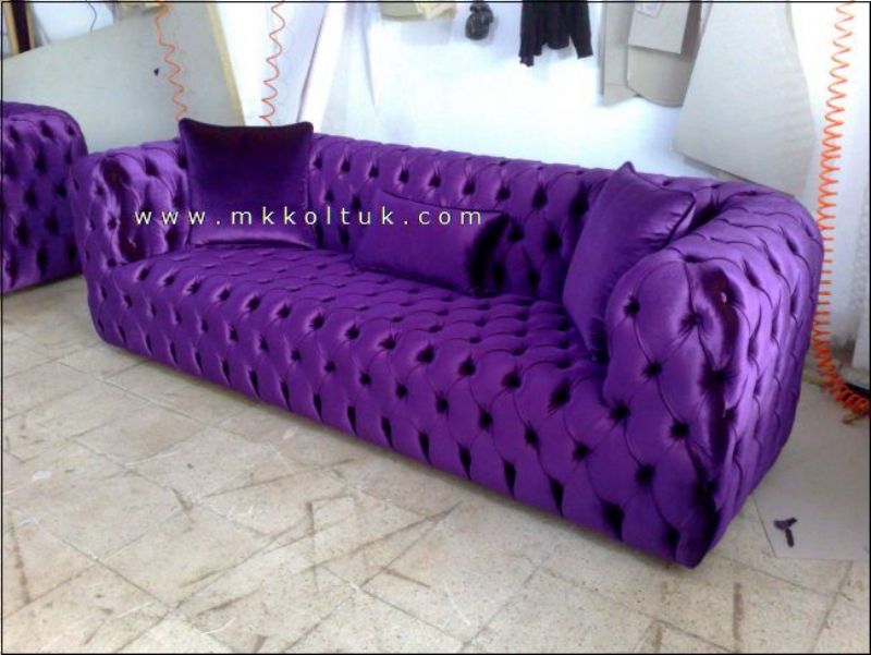 Purple Velvet Chesterfield Sofa