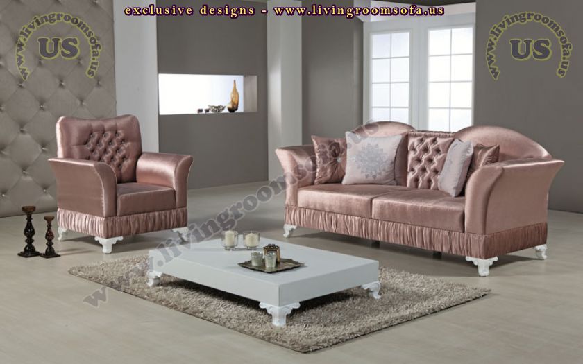 Shiny pink avantgarde sofa set