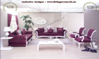 Avantgarde living room sofa set maroon shiny