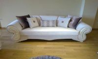Classical Carved Sofa White Fabrics Handmade