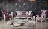 Shiny maroon avantgarde living room sofa sets