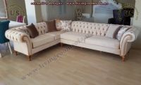 beige velvet new design chesterfield sofa l shaped