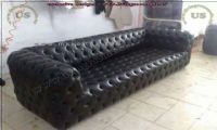 black leather modern style chesterfield couch