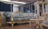 blue classic carved sofa design