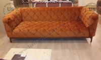 brown fabric chesterfield sofa