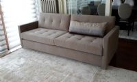 brown fabric living room sofa