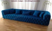 decorative blue fabric couch quilted design