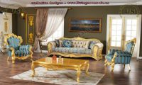 golden classical living room sofa set design