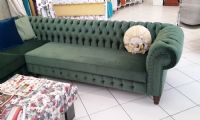 green l shaped chesterfield