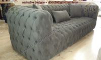 modern chesterfield sofa gray velvet