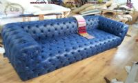 quilted blue chesterfield sofa blue