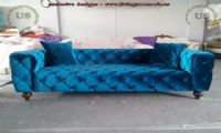 shiny blue velvet chesterfield sofa new design