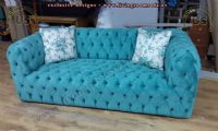 turquoise blue quilted chesterfield sofa