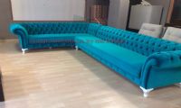 turquoise velvet chesterfield corner sofa