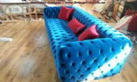 velvet blue chesterfield sofa