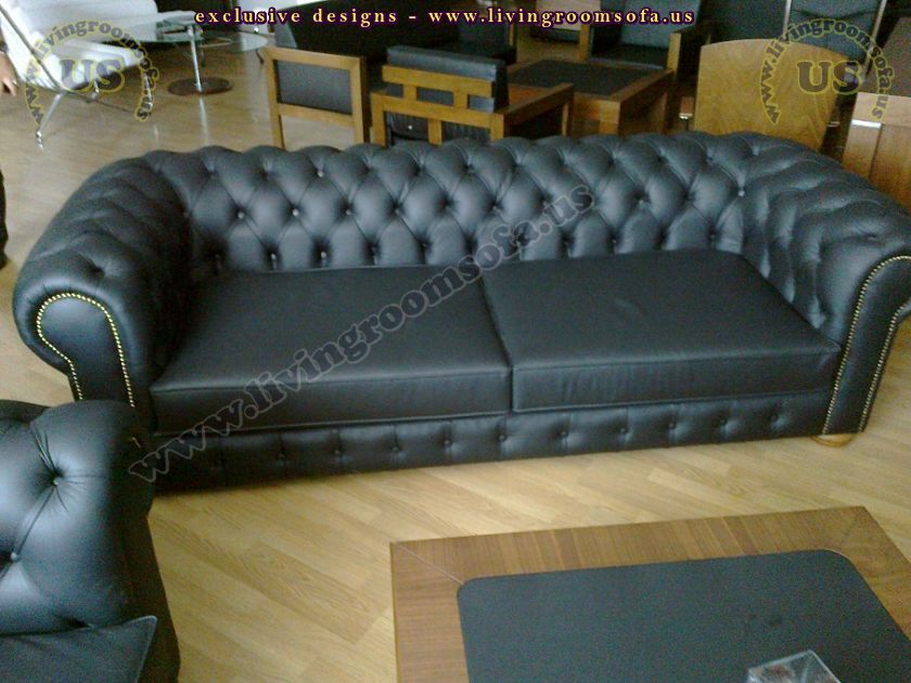 black classic leather chesterfiled uk design