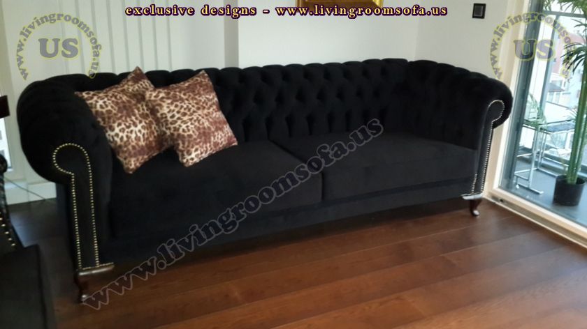 black fabric chesterfield sofa design