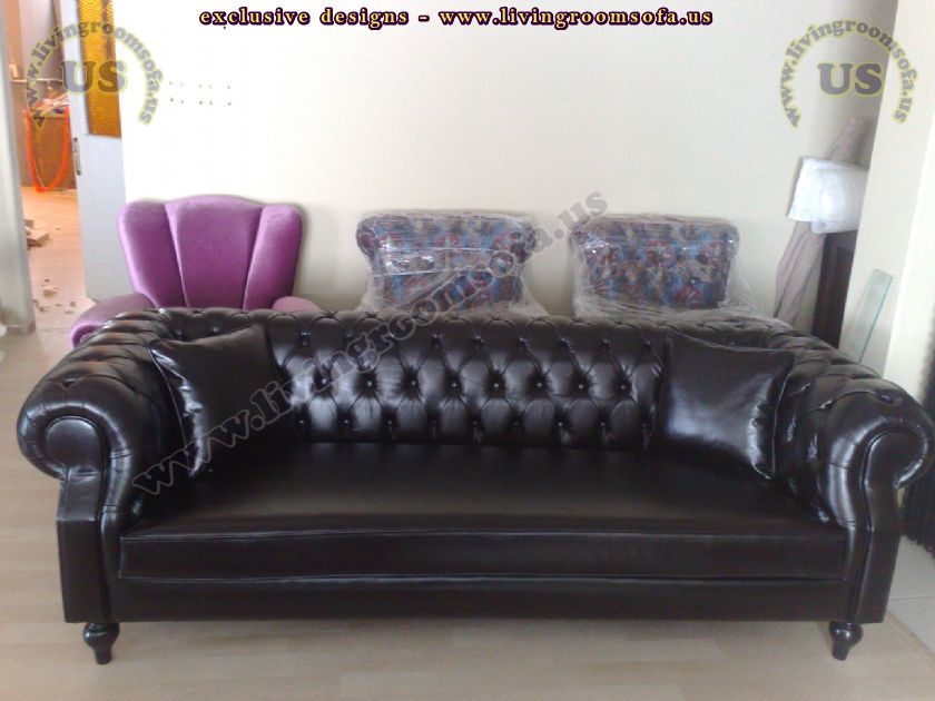 black leather chesterfield couch design