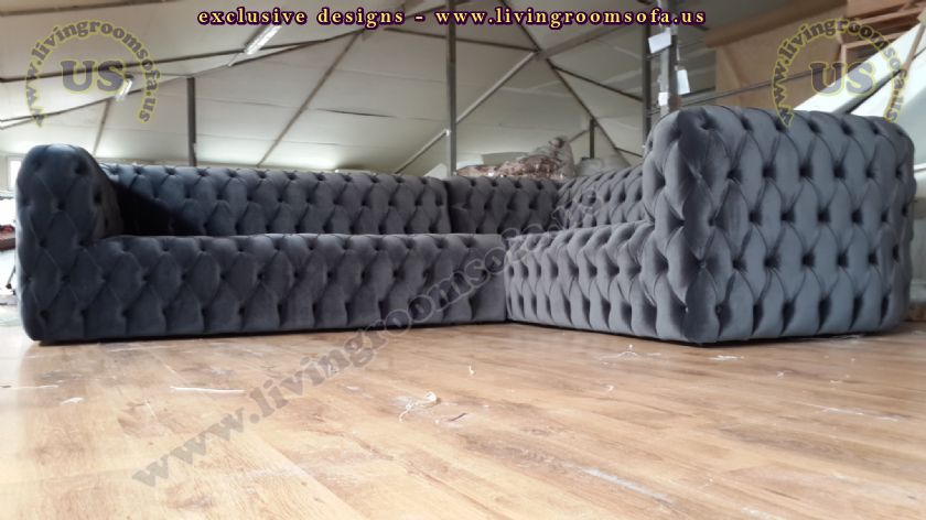 black velvet corner chesterfield sofa