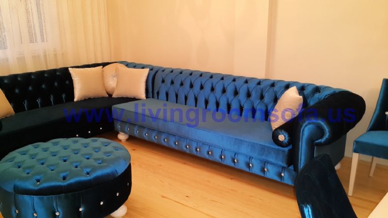 blue velvet chesterfield sofa