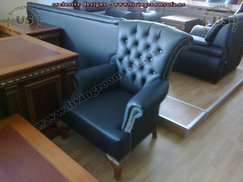 chesterfield chair design blue
