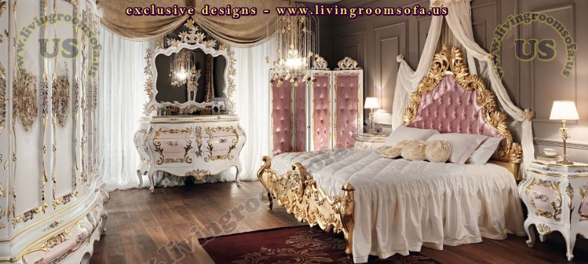 classic bedroom furniture gold leaf carved