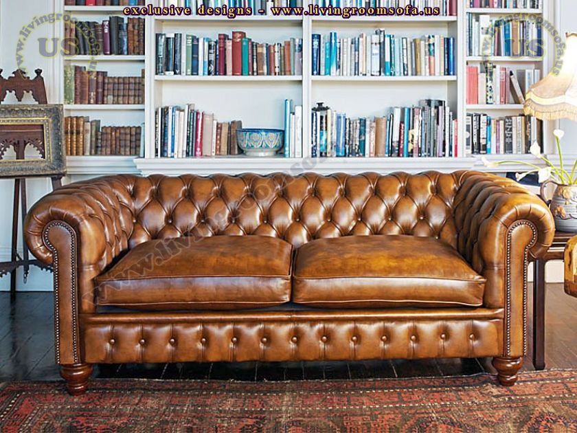 classic leather chesterfield sofa design idea