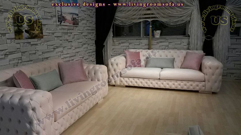 couple modern chesterfield sofas usa design