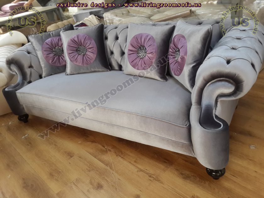 elegant sofas shiny dar gray velvet handmade