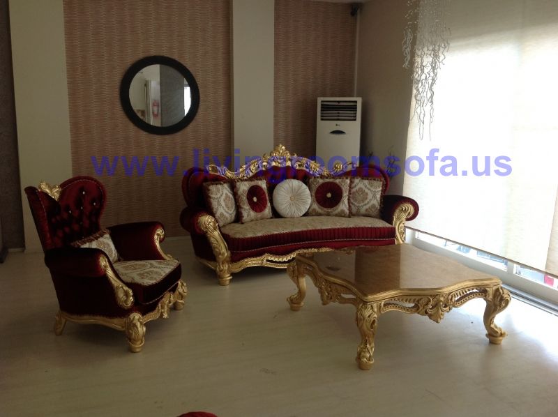 gold leaf red classic sofa