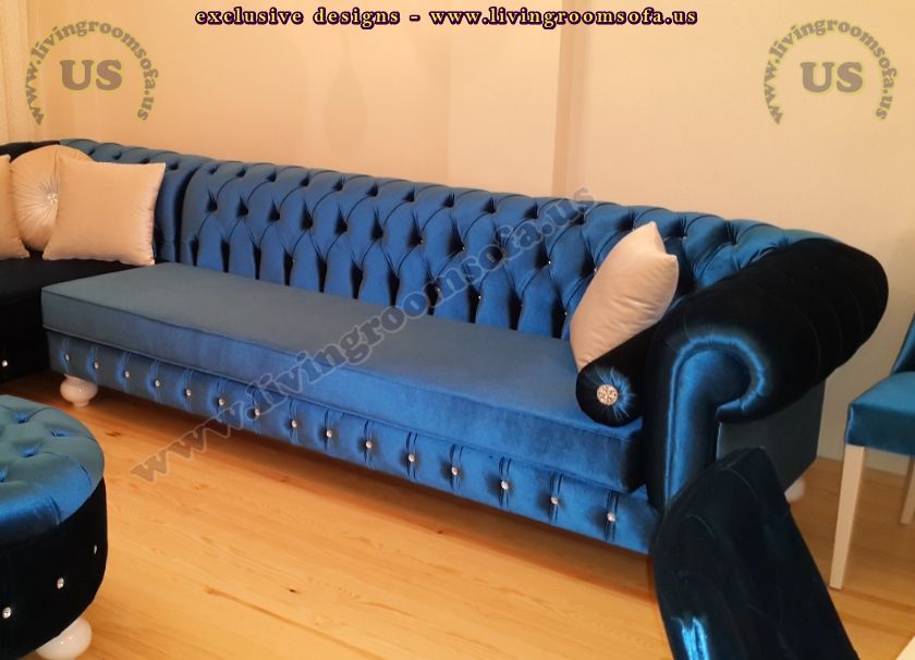 handmade chesterfield sofa blue design