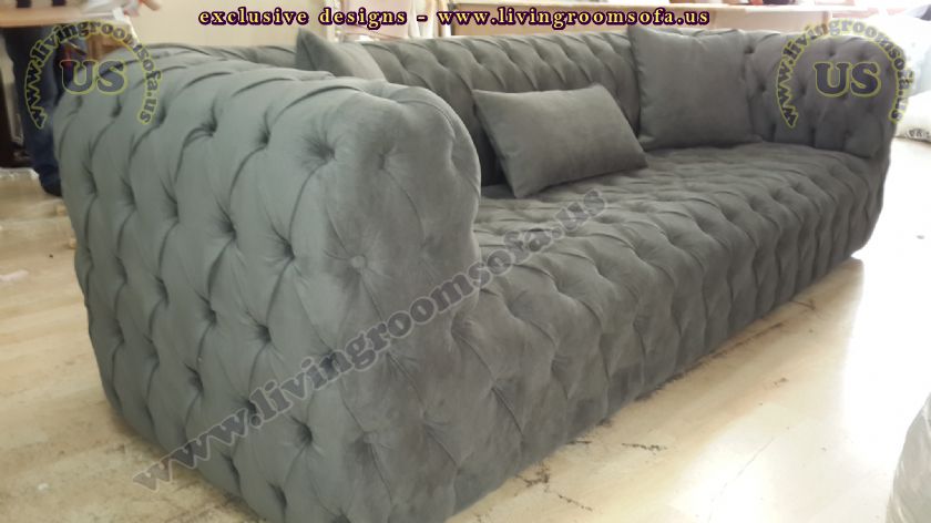 modern chesterfield sofa gray velvet