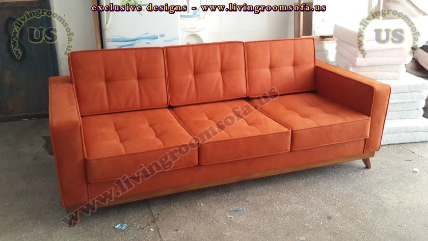 modern couch design orange fabric