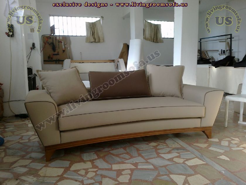 modern couch wooden legs beige fabric