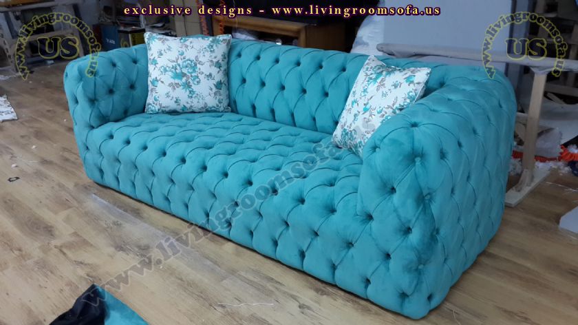 modern turquoise chesterfield sofa