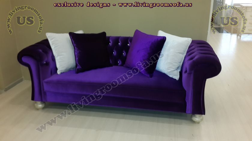 purple velvet chesterfield sofa