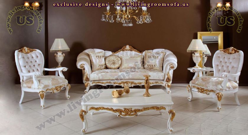 shiny avantgarde classic sofa set carved