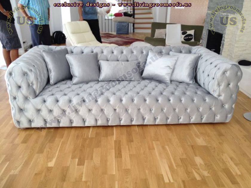 shiny grey velvet couch design