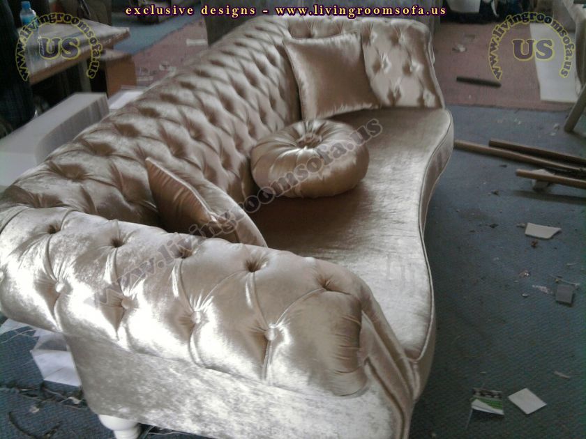 silver velvet avantgarde sofa design idea