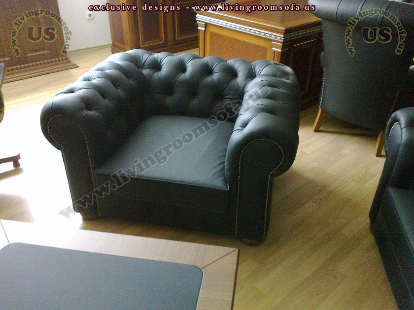 single seat classic chesterfield black leather