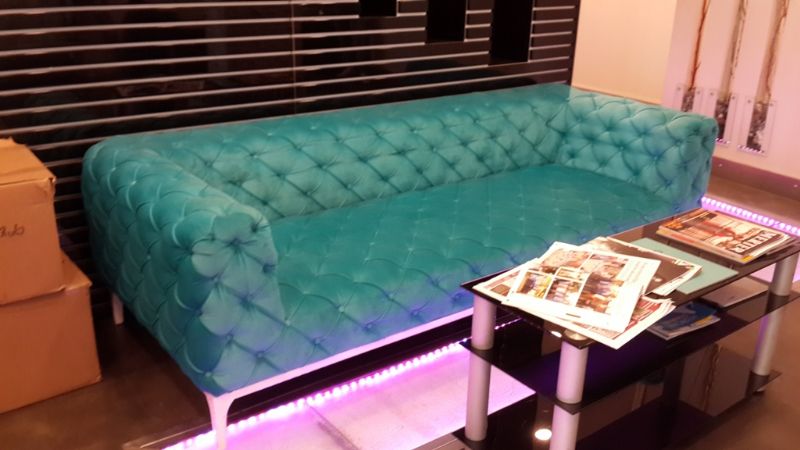 turquoise full quilted chesterfield sofa