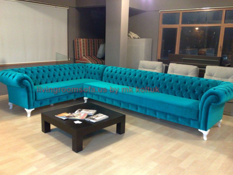turquoise velvet chesterfield sofa
